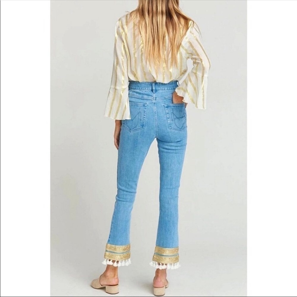 Show Me Your Mumu Miramar Jeans Womens 31 High Rise Tassel Boho Indie Stretch - Picture 3 of 13